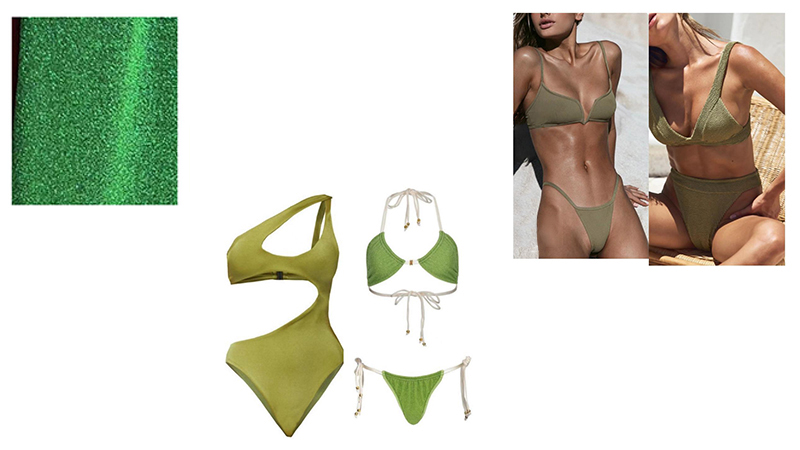Swimwear made by shiny glitter fabric