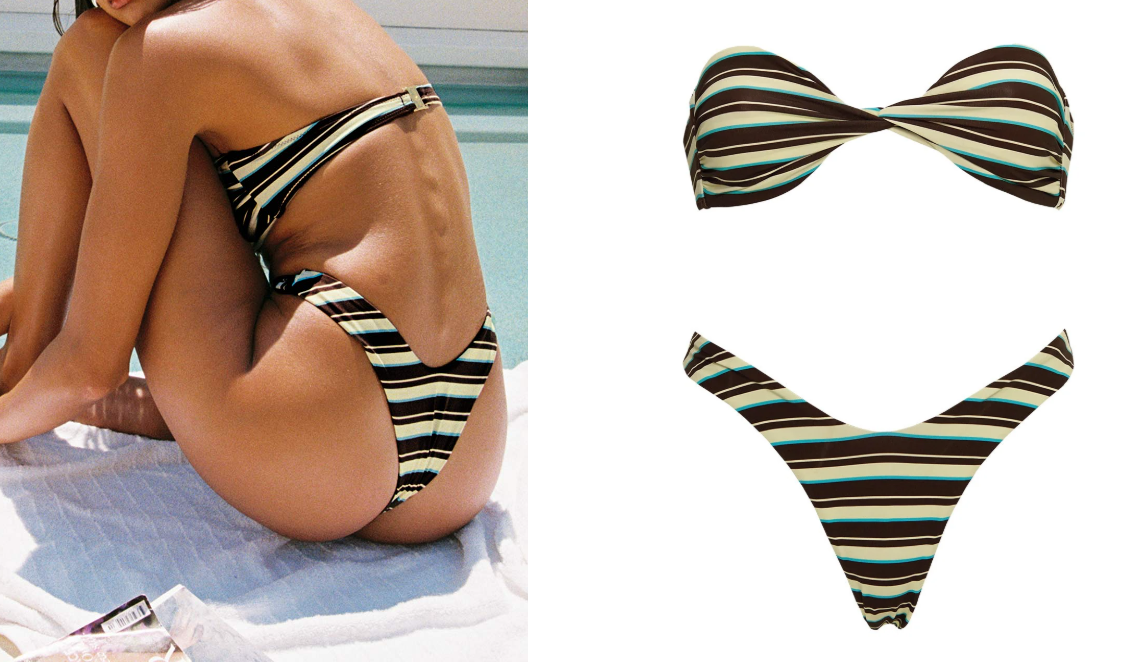 Bandeau Bikini Brown Stripe - 图片 4
